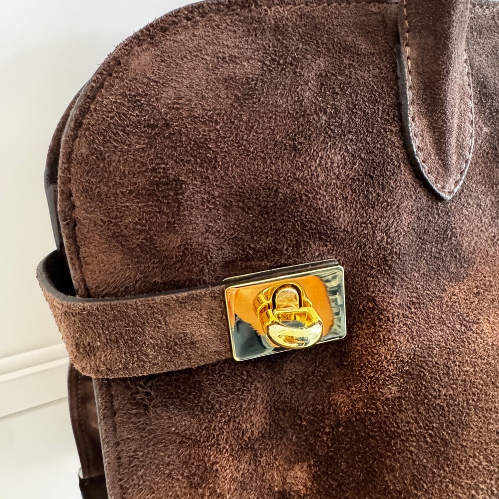 Viral CLAUDIA FIRENZE Chocolate Brown
Suede Leather Tote Satchel Bag 🤎 - Picture 4 of 13